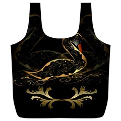 Wonderful Swan In Gold And Black With Floral Elements Full Print Recycle Bags (l) 