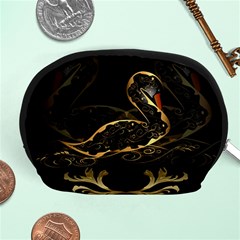 Wonderful Swan In Gold And Black With Floral Elements Accessory Pouches (medium) 