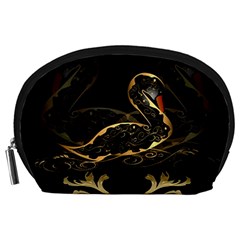 Wonderful Swan In Gold And Black With Floral Elements Accessory Pouches (large) 