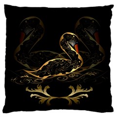 Wonderful Swan In Gold And Black With Floral Elements Standard Flano Cushion Cases (one Side) 