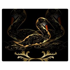 Wonderful Swan In Gold And Black With Floral Elements Double Sided Flano Blanket (medium)  by FantasyWorld7