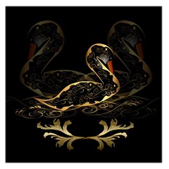 Wonderful Swan In Gold And Black With Floral Elements Large Satin Scarf (square) by FantasyWorld7