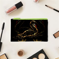 Wonderful Swan In Gold And Black With Floral Elements Cosmetic Bag (xs)