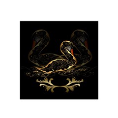 Wonderful Swan In Gold And Black With Floral Elements Satin Bandana Scarf by FantasyWorld7