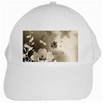 Vintage, Wonderful Flowers With Dragonflies White Cap