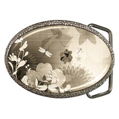 Vintage, Wonderful Flowers With Dragonflies Belt Buckles