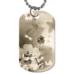 Vintage, Wonderful Flowers With Dragonflies Dog Tag (two Sides)