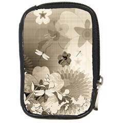 Vintage, Wonderful Flowers With Dragonflies Compact Camera Cases by FantasyWorld7