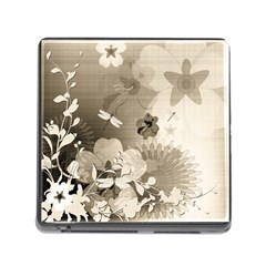 Vintage, Wonderful Flowers With Dragonflies Memory Card Reader (square) by FantasyWorld7