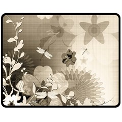 Vintage, Wonderful Flowers With Dragonflies Fleece Blanket (medium) 