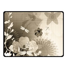 Vintage, Wonderful Flowers With Dragonflies Fleece Blanket (small)