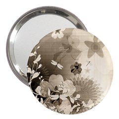 Vintage, Wonderful Flowers With Dragonflies 3  Handbag Mirrors