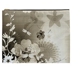 Vintage, Wonderful Flowers With Dragonflies Cosmetic Bag (xxxl) 