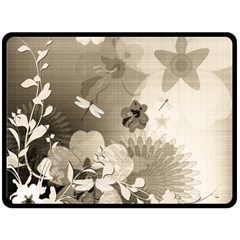 Vintage, Wonderful Flowers With Dragonflies Double Sided Fleece Blanket (large) 