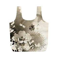 Vintage, Wonderful Flowers With Dragonflies Full Print Recycle Bags (m) 