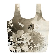 Vintage, Wonderful Flowers With Dragonflies Full Print Recycle Bags (l) 