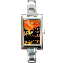 Beautiful Unicorn Silhouette In The Sunset Rectangle Italian Charm Watches