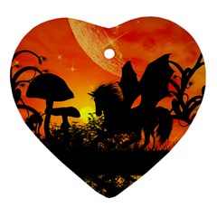 Beautiful Unicorn Silhouette In The Sunset Ornament (Heart) 