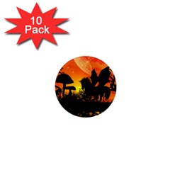 Beautiful Unicorn Silhouette In The Sunset 1  Mini Magnet (10 pack) 