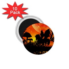 Beautiful Unicorn Silhouette In The Sunset 1.75  Magnets (10 pack) 