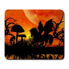 Beautiful Unicorn Silhouette In The Sunset Large Mousepads