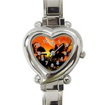 Beautiful Unicorn Silhouette In The Sunset Heart Italian Charm Watch Front