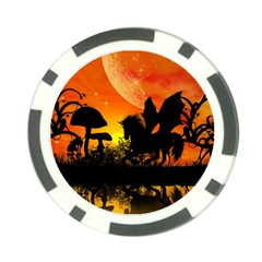 Beautiful Unicorn Silhouette In The Sunset Poker Chip Card Guards