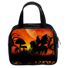 Beautiful Unicorn Silhouette In The Sunset Classic Handbags (2 Sides) by FantasyWorld7