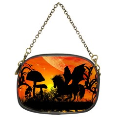 Beautiful Unicorn Silhouette In The Sunset Chain Purses (One Side) 