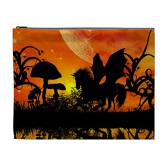 Beautiful Unicorn Silhouette In The Sunset Cosmetic Bag (XL)