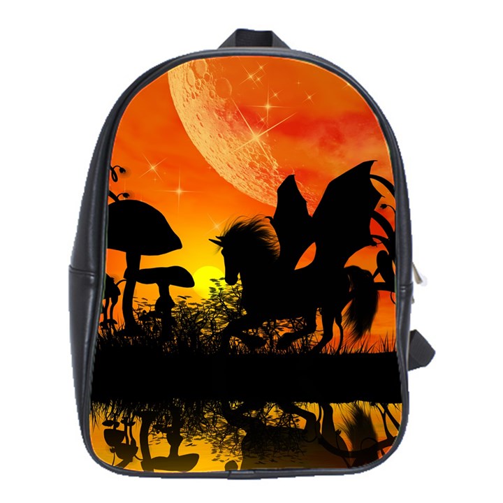 Beautiful Unicorn Silhouette In The Sunset School Bags(Large) 