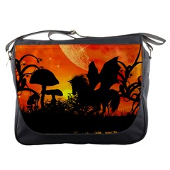 Beautiful Unicorn Silhouette In The Sunset Messenger Bags