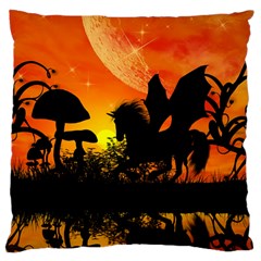 Beautiful Unicorn Silhouette In The Sunset Large Cushion Cases (One Side) 