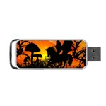 Beautiful Unicorn Silhouette In The Sunset Portable USB Flash (Two Sides) Front