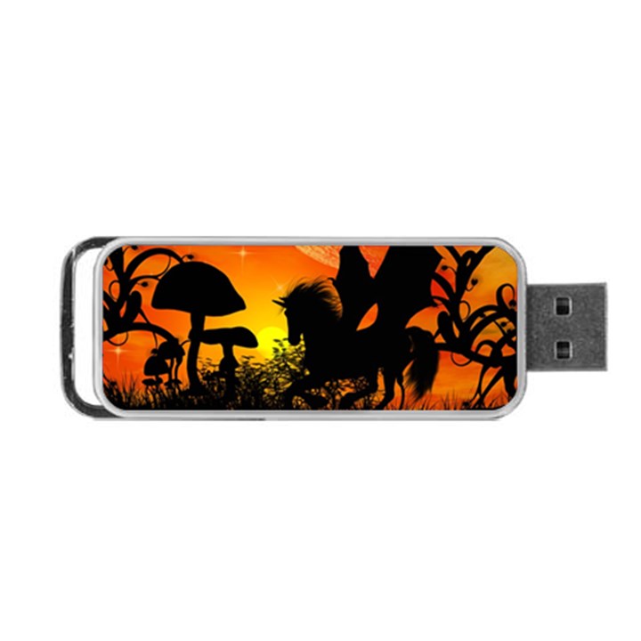 Beautiful Unicorn Silhouette In The Sunset Portable USB Flash (Two Sides)