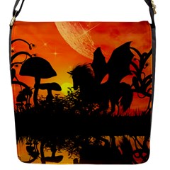 Beautiful Unicorn Silhouette In The Sunset Flap Messenger Bag (S)