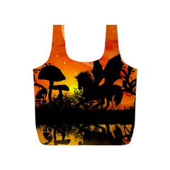 Beautiful Unicorn Silhouette In The Sunset Full Print Recycle Bags (S) 