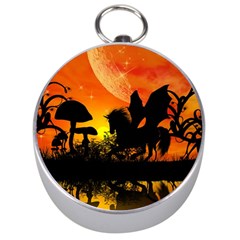 Beautiful Unicorn Silhouette In The Sunset Silver Compasses