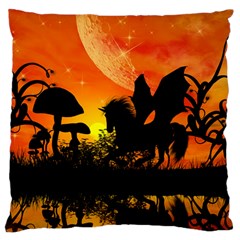 Beautiful Unicorn Silhouette In The Sunset Standard Flano Cushion Cases (one Side)  by FantasyWorld7