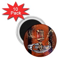 Microphone With Piano And Floral Elements 1 75  Magnets (10 Pack) 