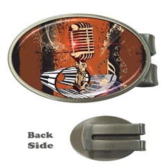 Microphone With Piano And Floral Elements Money Clips (oval) 