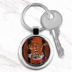 Microphone With Piano And Floral Elements Key Chains (round) 