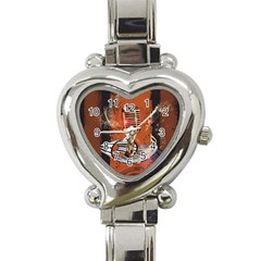 Microphone With Piano And Floral Elements Heart Italian Charm Watch by FantasyWorld7