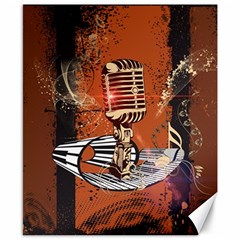 Microphone With Piano And Floral Elements Canvas 8  X 10  by FantasyWorld7