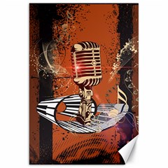 Microphone With Piano And Floral Elements Canvas 20  X 30  