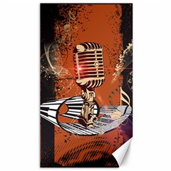 Microphone With Piano And Floral Elements Canvas 40  X 72   by FantasyWorld7