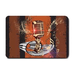 Microphone With Piano And Floral Elements Small Doormat  by FantasyWorld7