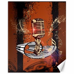 Microphone With Piano And Floral Elements Canvas 11  X 14  