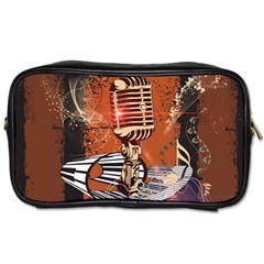 Microphone With Piano And Floral Elements Toiletries Bags