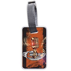 Microphone With Piano And Floral Elements Luggage Tags (one Side) 